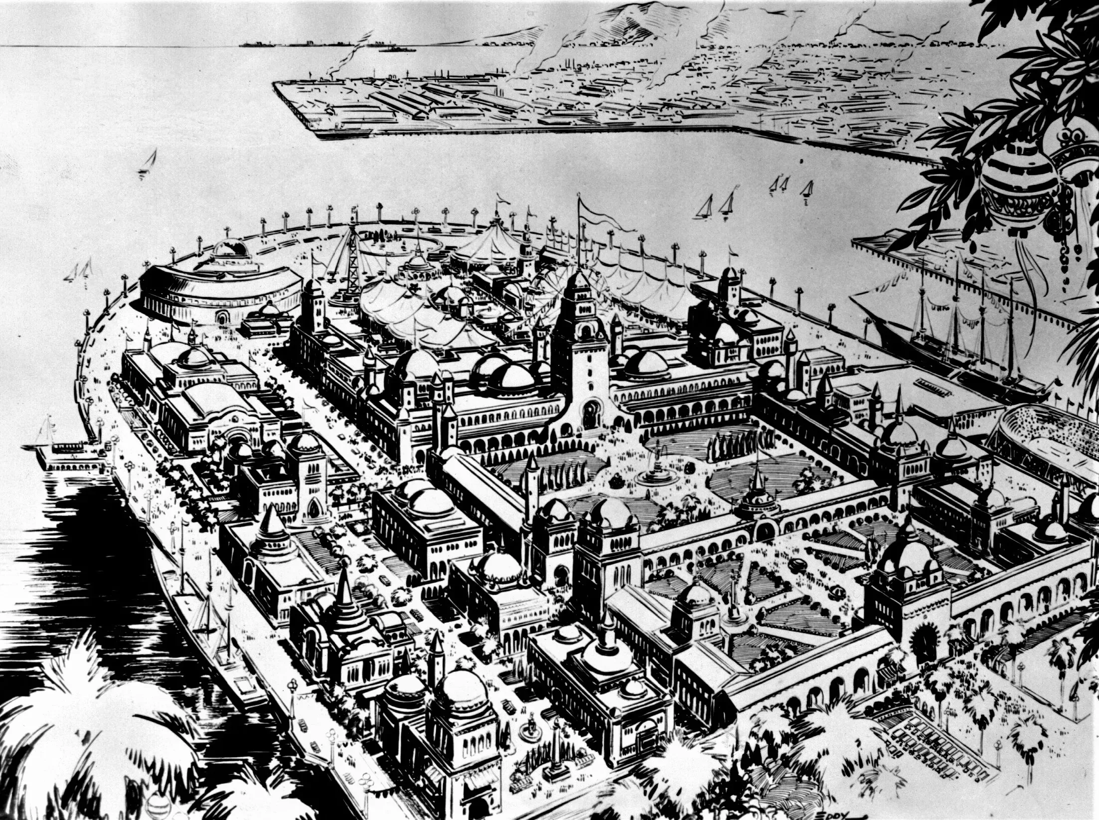 1928-Pacific-Southwest-Exposition-Long-Beach The Palace of Horticulture built for the 1915 Pan-Pacific world's fair